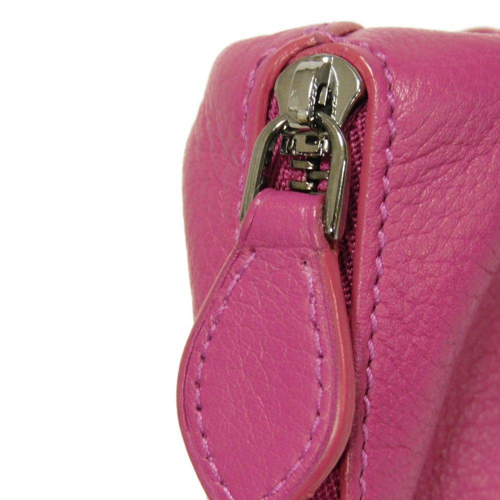 Used 12695 Bear Coin Purse 199.79.G74 7943 Animal Grain Calfskin Pink Unused Anagram Embossed Fuchsia Unisex from Japan