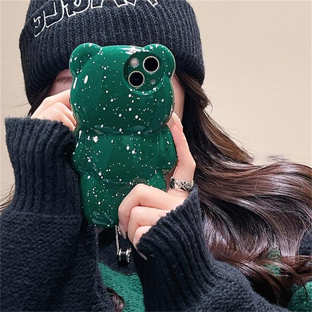 Koreański śliczny 3d kreskówka niedźwiedź rozpryskiwania atramentu etui na telefony dla Iphone 14 13 12 11 Pro Max piękne zwierzę odporny na wstrząsy miękka okładka Funda