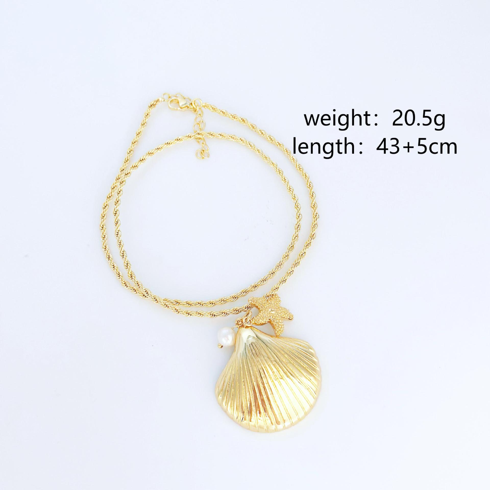 

Ожерелье Ocean Wind с ракушкой из морской звезды, позолоченная цепочка для ключицы, кулон с жемчугом, ювелирные изделия Niche для женщин