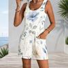 Patch Pocket Sleeveless Tank Romper For Plus Size Women