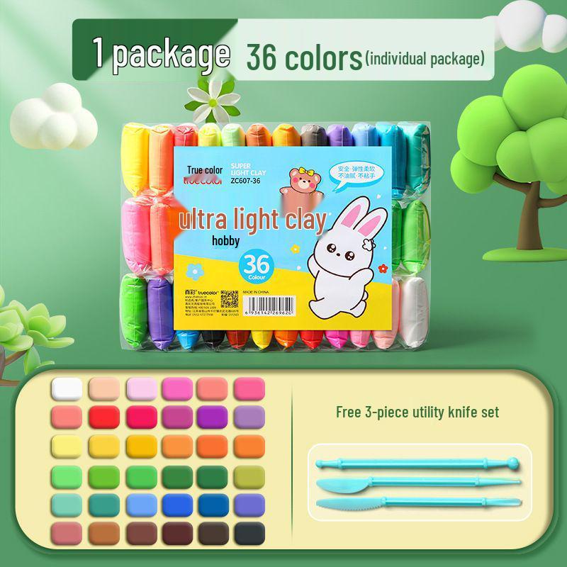 Clay Refill: Odorless Playdough for Kids, 12, 24, 36 Colors, Handmade Tools for Kindergarten.