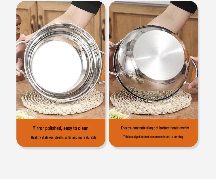 304 Stainless Steel Tempura Frying Pot with Double-Bottom, Oil-Saving, Temperature Control, and Thermometer for Gas and Induction Cookers