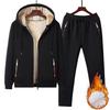 Tuta Sportiva da Uomo Ispessita in Velluto Plus Autunno e Inverno con Cappuccio Taglia Grande Casual Calda Due Pezzi Giacca in Pile di Agnello Giovanile Bocca Piatta