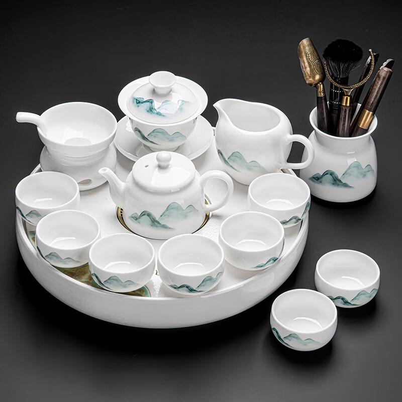 Naijiang Mutton Fat Jade Ceramic Kung Fu Tea Set