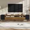 Modern TV Cabinet, Black and Wood Look – Length 180 cm
