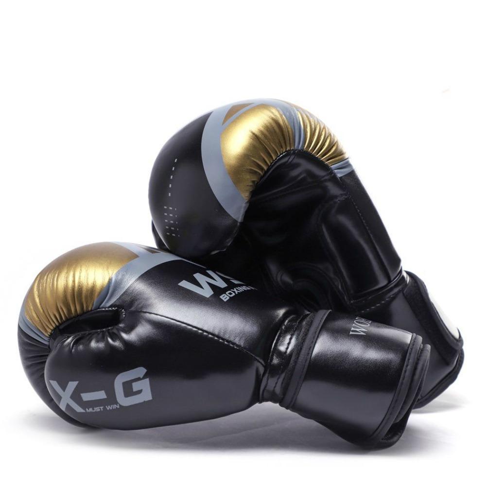 New PU Leather Boxing Golves Breathable Full Coverage Kick Boxing Gloves Thick Adjustable Training Gloves чёрный