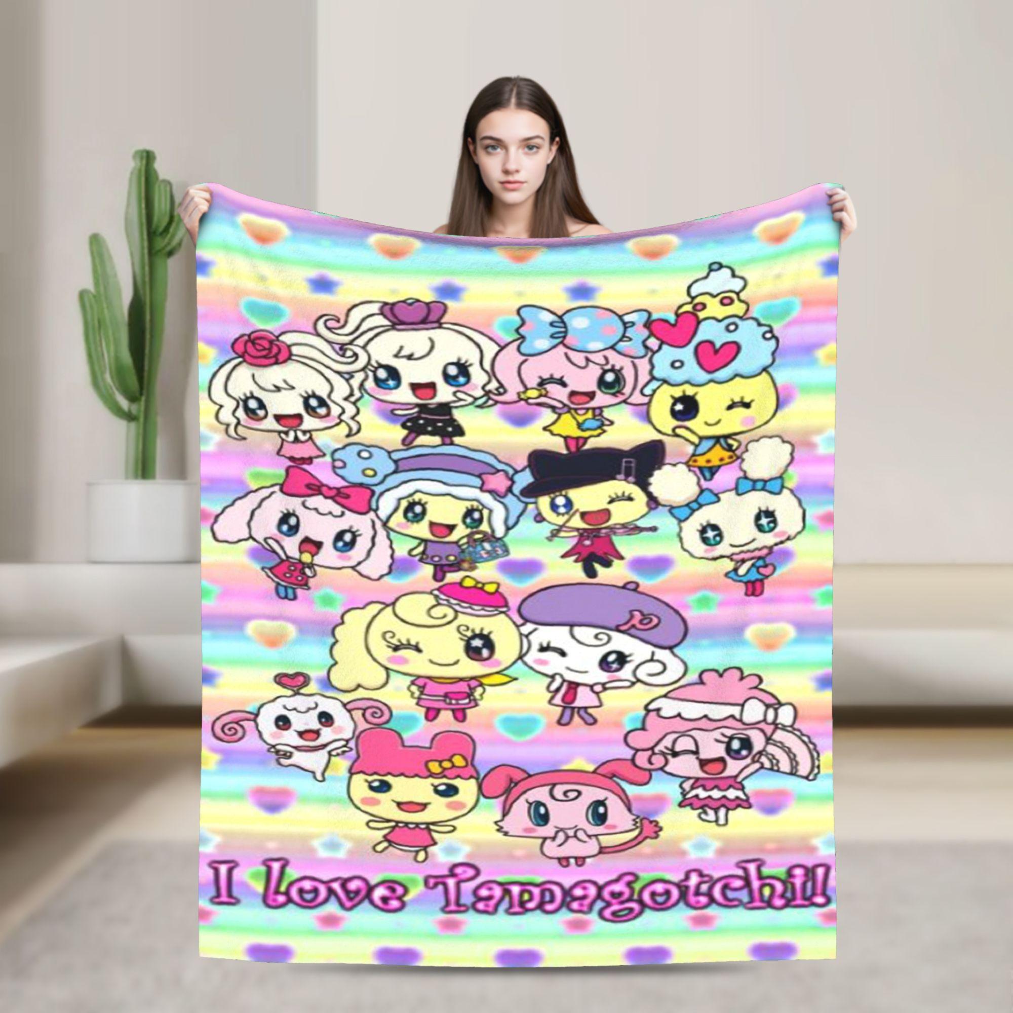 Tamagotchis Blanket Fleece Cute Anime Warm Throw Blankets for Bed Bed Rug 75x90cm