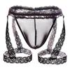 Mens Sexy Panties Lingerie Sissy Underwear Lace Skirted Thong with Garter Belt Briefs Bulge Pouch T Back for Gay Mens G Strings