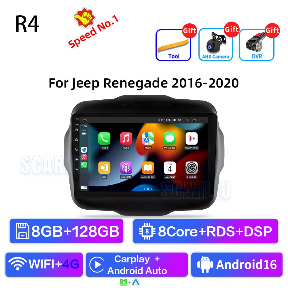 FJN1 For Jeep Renegade 2014 - 2018 Android Auto Carplay Car Radio Multimedia Video Player GPS Navigation WiFi Bluetooth Head Unit
