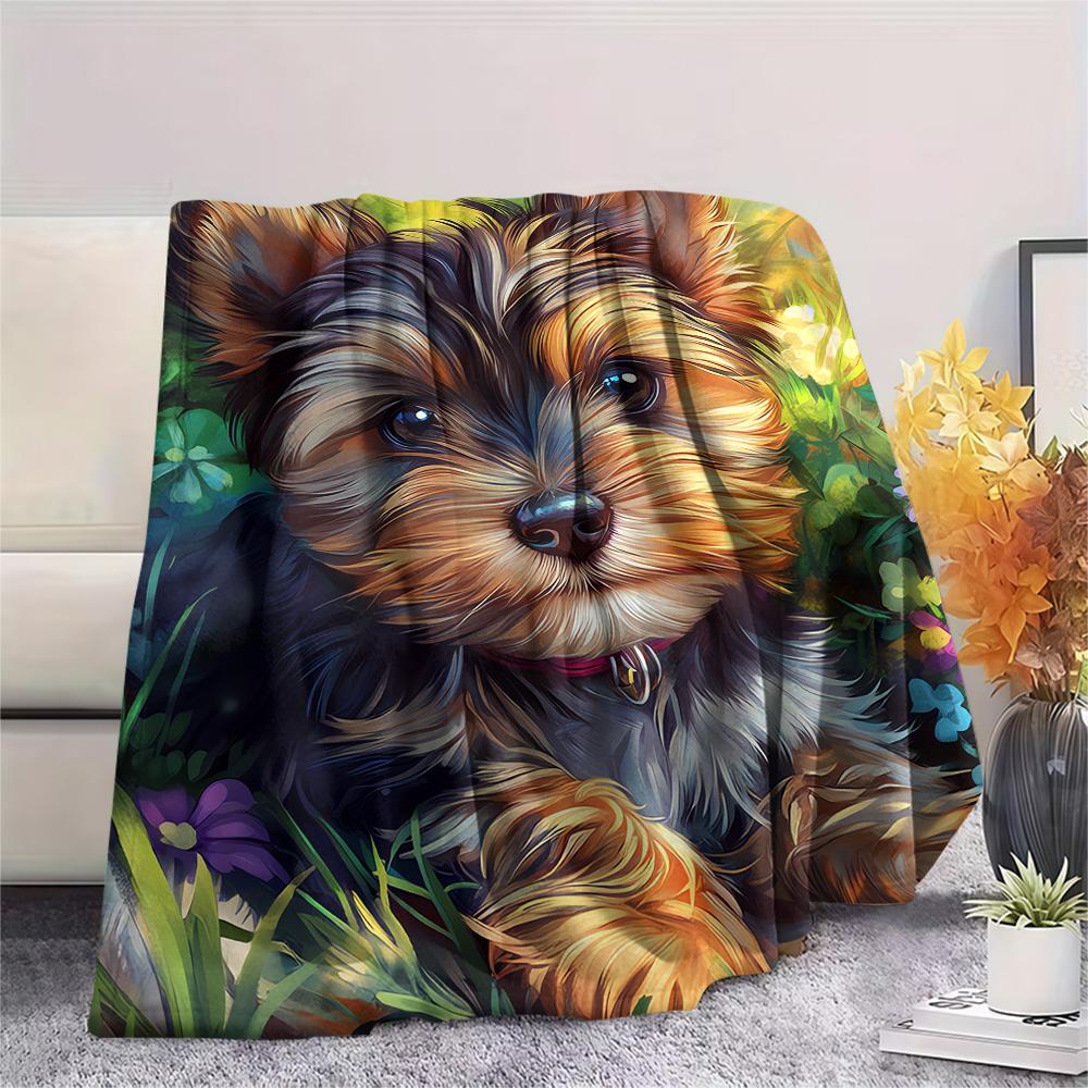 Dog Print Flannel Blanket, High quality Comfortable for All Seasons, Home Decor, Warmth and Comfort, Perfect for Christmas Gifts
