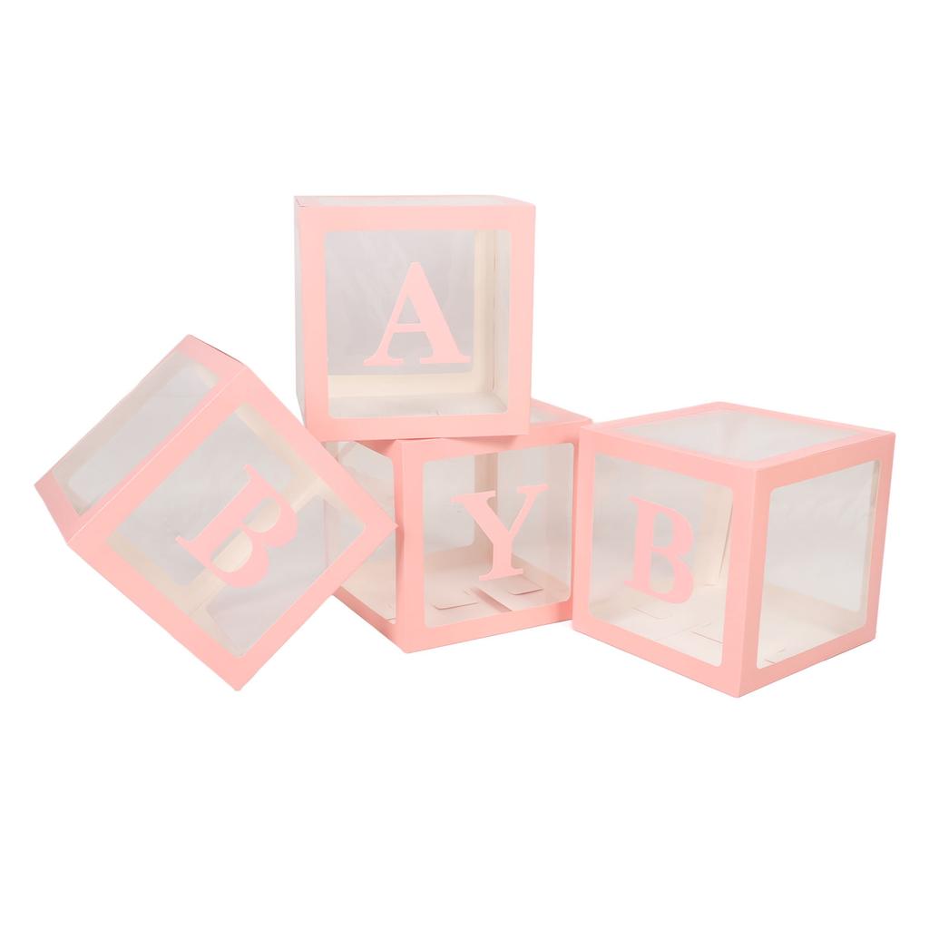 4 Stück Transparente Ballonbox mit Buchstaben Ballon Geschenk Dekorationsbox für Antrag Geständnis Baby