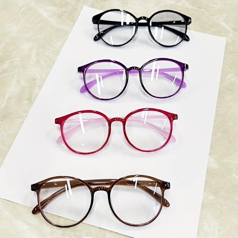 4-Pack Vintage Round Reading GlassesAnti-Blue LightElegant Candy Color Full Rim Plastic Hinges for Women