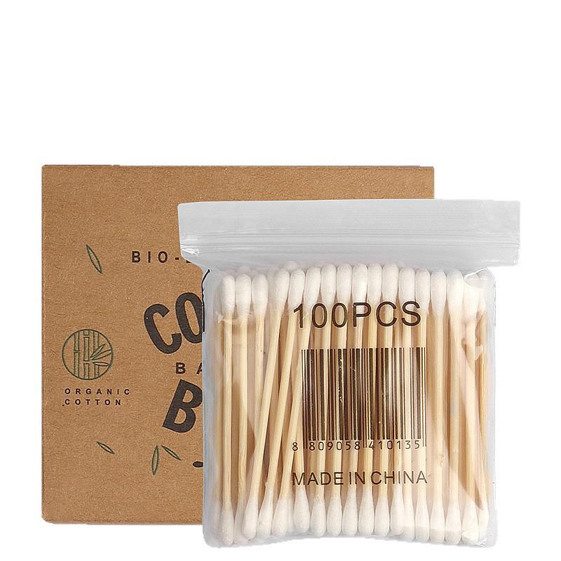 Jednorázové oboustranné vatové tyčinky na líčení a čištění uší - 100 kusů Přenosný nástroj