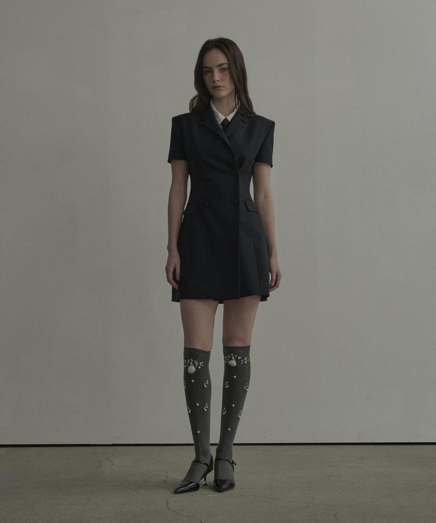 Mausolleum Jenn Half-Sleeve Suit Jacket Dress - Navy