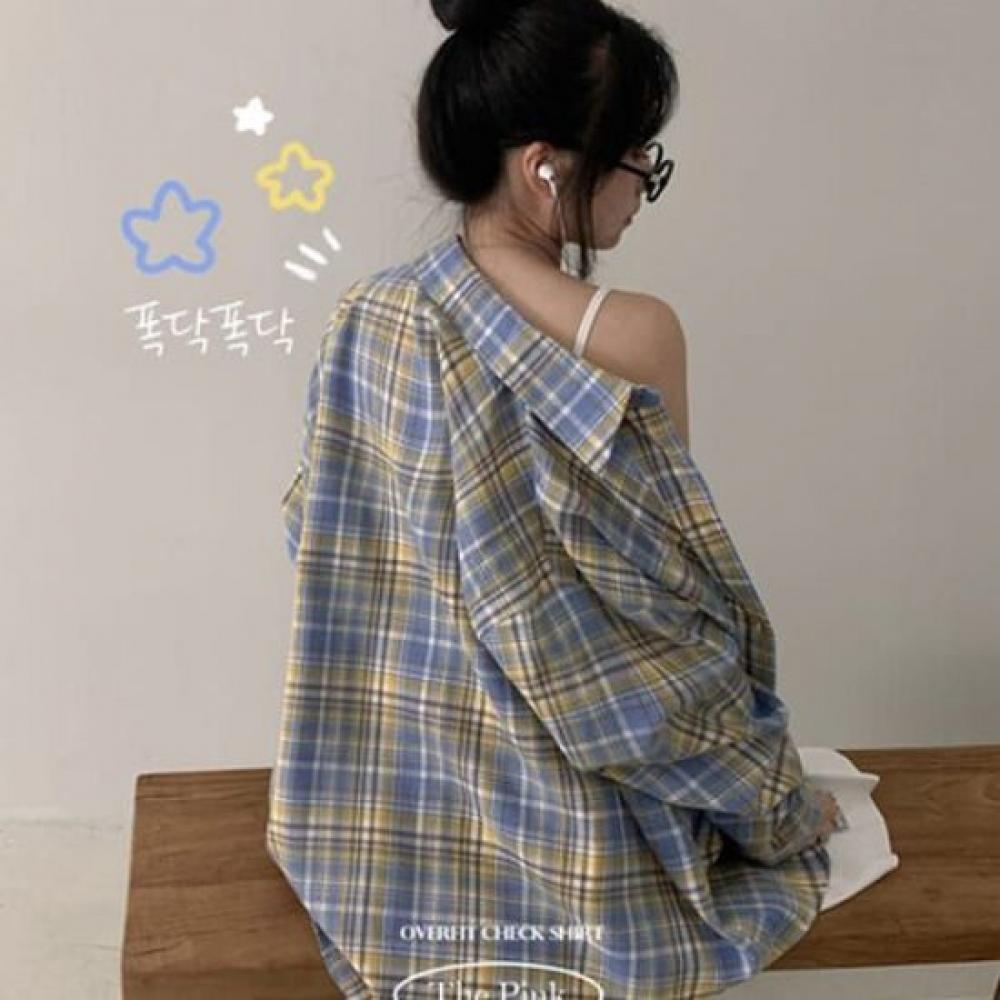 The Pink Men Oversized Fit Check Shirt