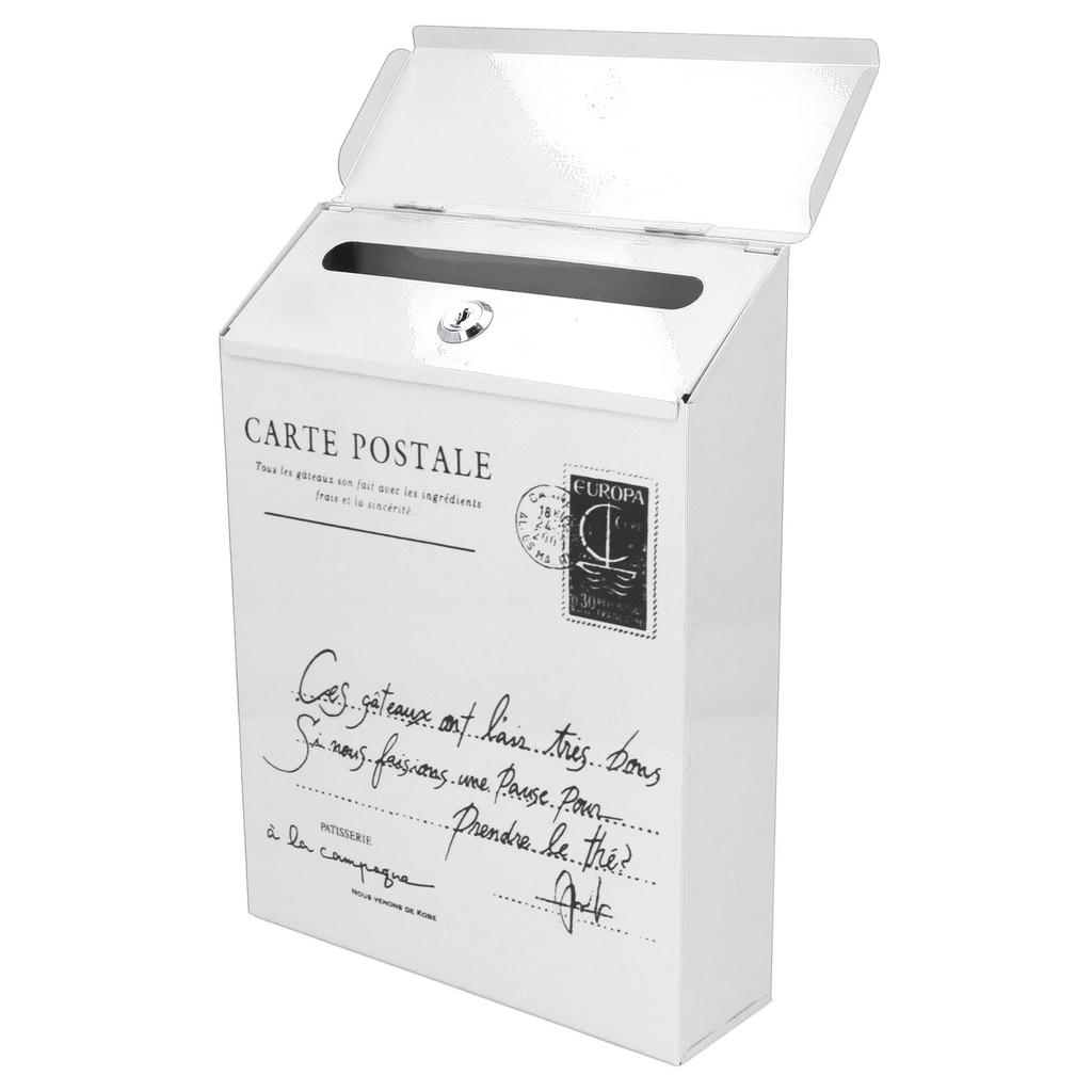 Iron Mailbox Wall Mounted Rustic Style Locked with 2 Keys 3 Hooks Waterproof Suggestion Box for Home Office