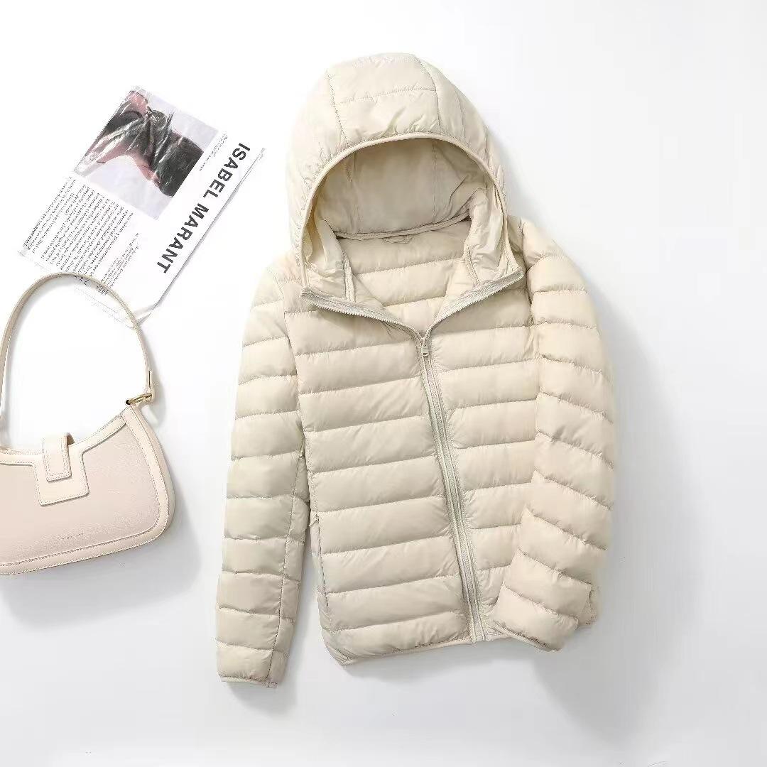 

Spot winter new ultra-light down jacket women s hooded short slim and thin large size jacket tide 4XL