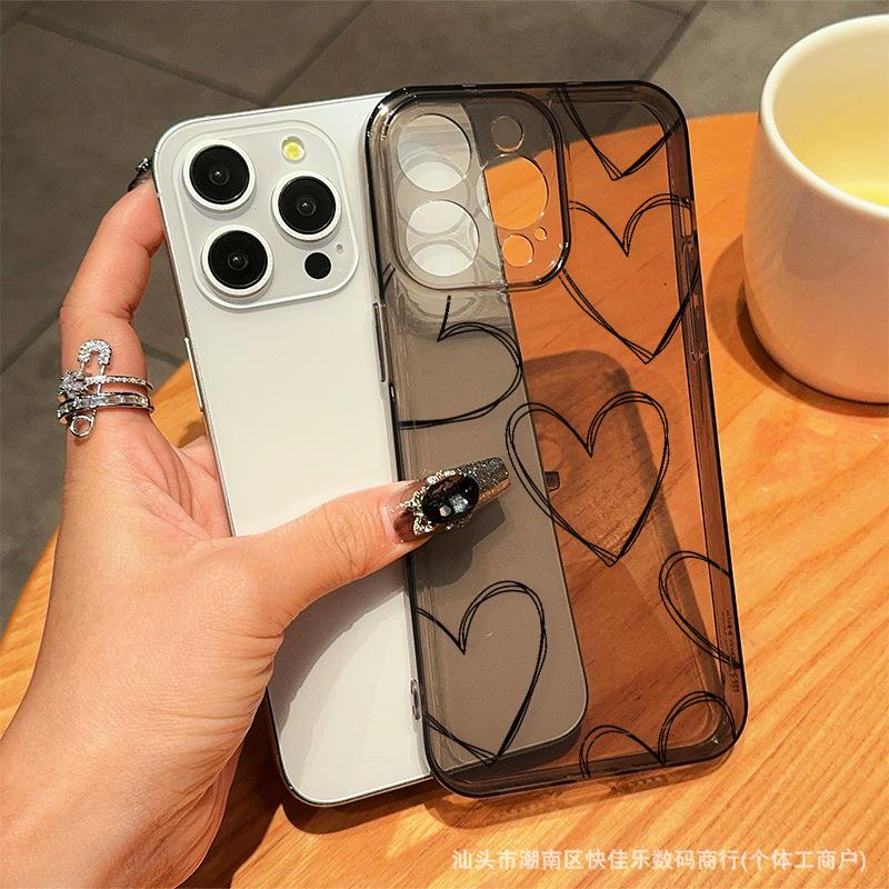 Simple and transparent love for iPhoneXSMAX Apple 11/12/13/14/15/16 ProMax mobile phone case