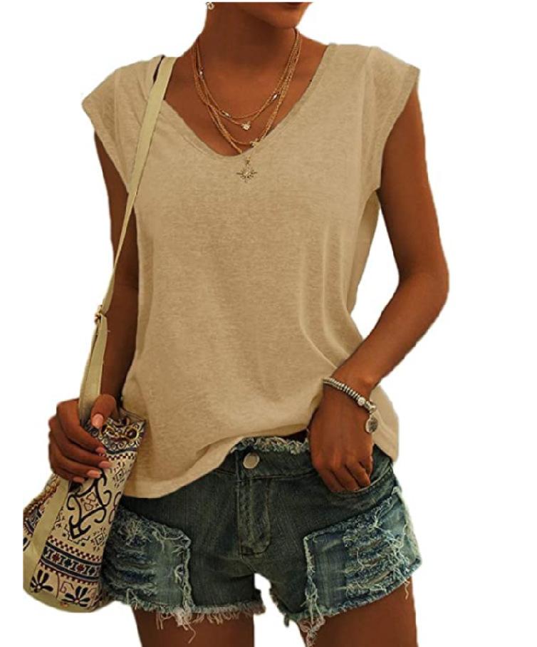 Damemote Ny Ensfarget Tank Top Sommer Bluser T-skjorte Uformell Loose Fit Basic skjorter Tank Tops