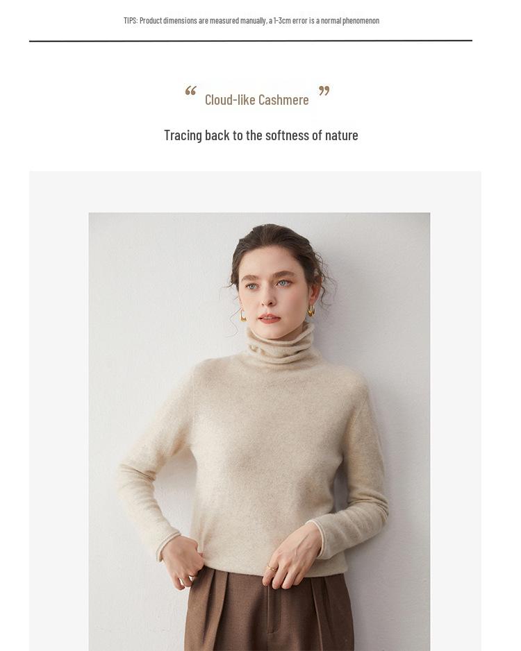 Women's Cashmere High Neck Sweater - Slim Fit Knitwear for Autumn/Winter