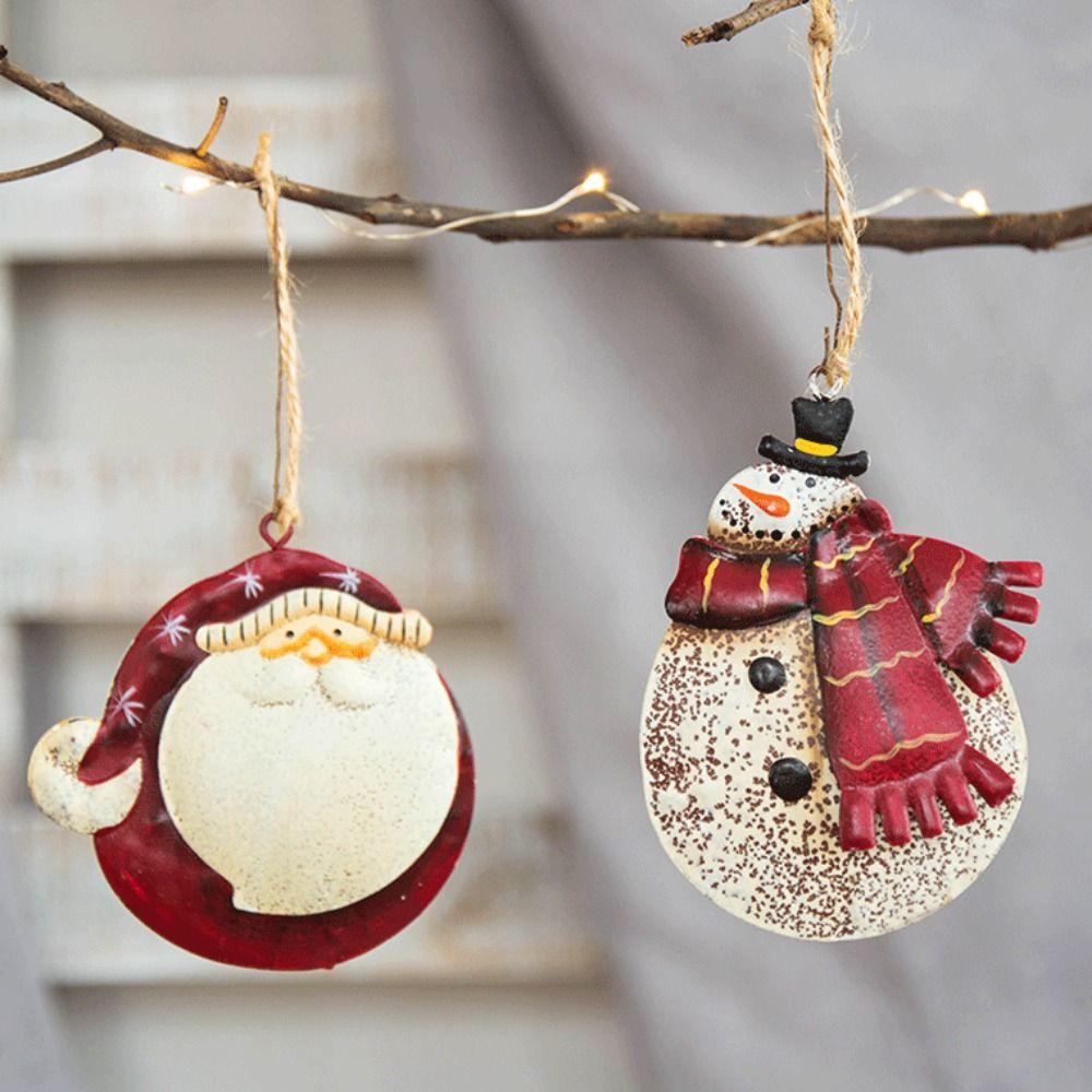 Vintage Christmas Snowman Pendant 2D Snowman Doll Pendant Santa Claus Hanging Ornaments  New Year