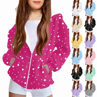 Kinder Mode Bedrucktes Langarm Kapuzensweatshirt Mädchen Hoodie Jacke