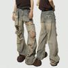 Ošuntělé Roztrhané Prané Džíny Unisex Volný Střih Rovné Nohy Ležérní Streetwear Kalhoty Muži Ženy