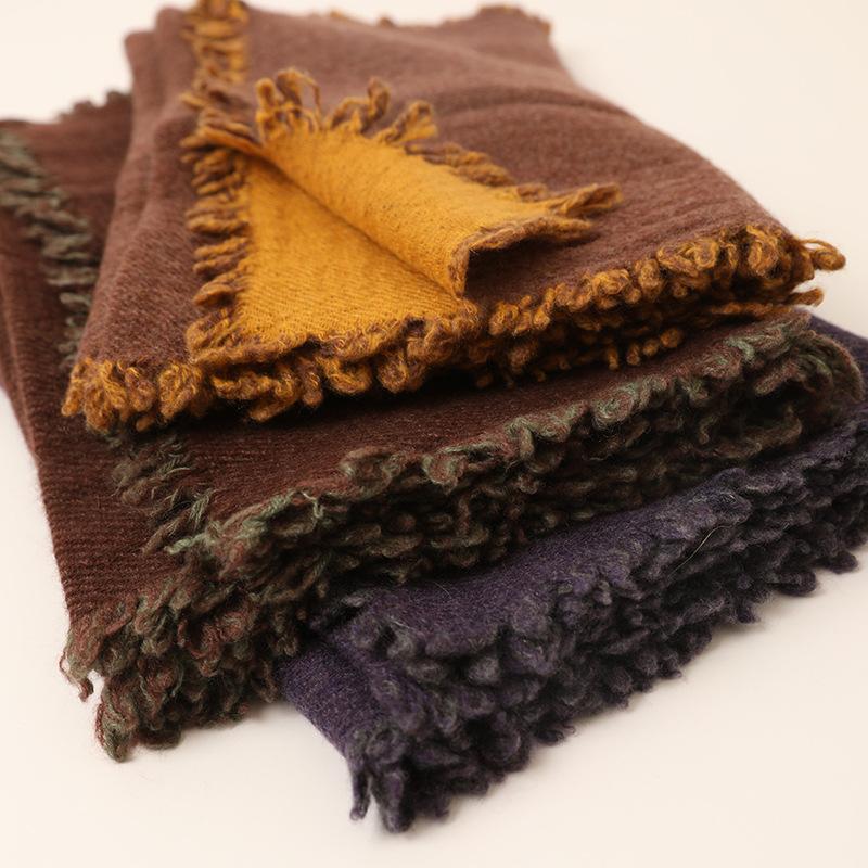 

New double-sided heterochrome double-layer cashmere scarf autumn and winter beard scarf men s and women s cashmere small shawl