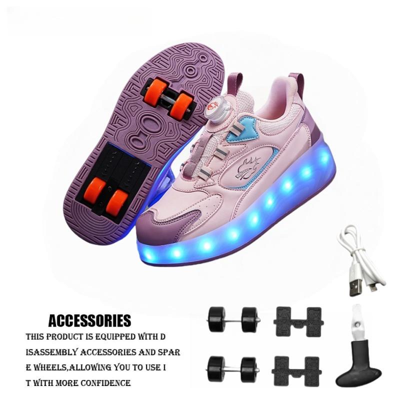 Cross-border wholesale runaway shoes children's four-wheel invisible adult roller skates boys' wheel shoes girls' student skates