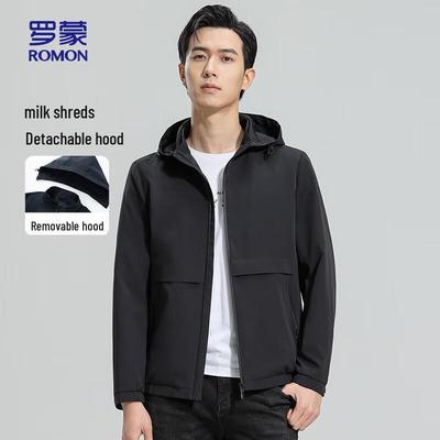 Men's Stand-Collar Hooded Milk Silk Jacket