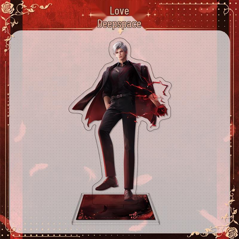 Love & Deepspace Qin Che Dark Point Acrylic Standee Keychain with Double Flash Badge Button