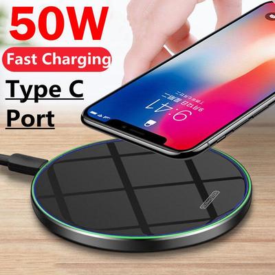 50W Fast Qi Wireless Charger For iPhone 14 13 12 11 X 8 HUAWEI XIAOMI Quick Charging Pad