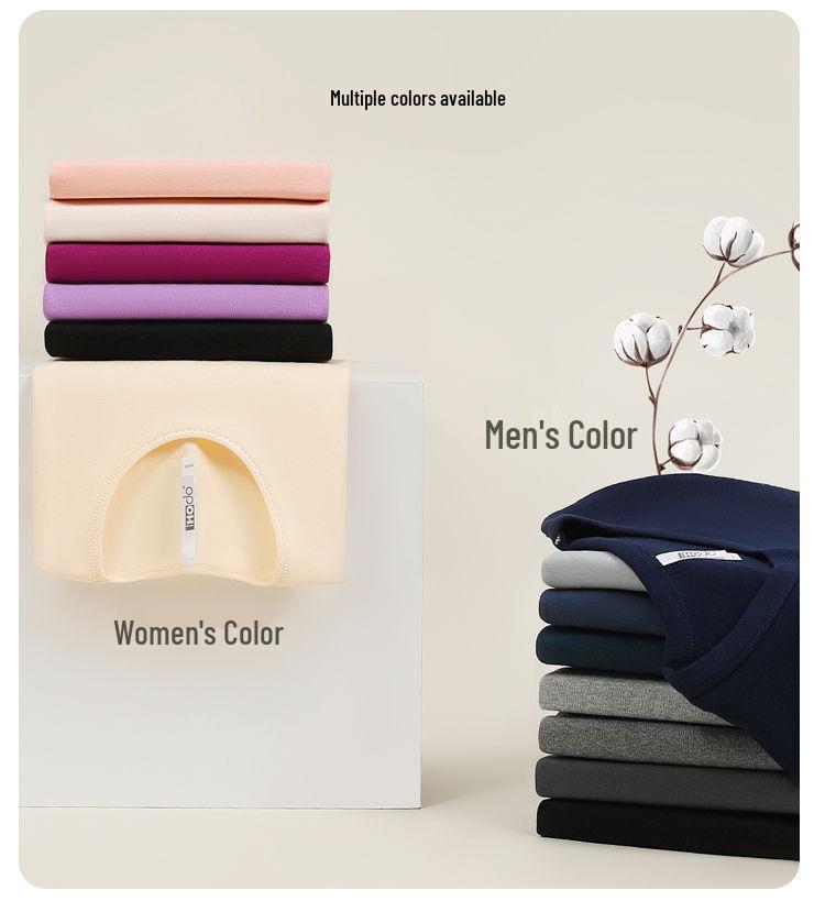 Red Beans Couples' Pure Cotton Thermal Underwear Set - Thin Sweater & Pants for Men and Women, Perfect for Autumn and Winter.