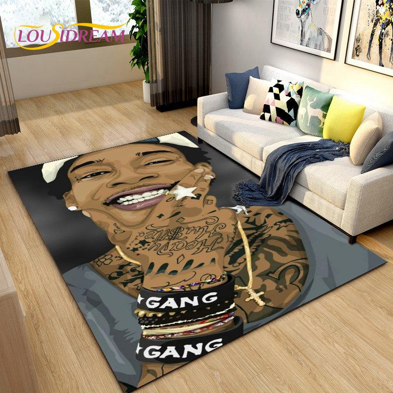 Legend Star Hip Hop Art Rapper Area Rug Large,Carpet Rug for Living Room Bedroom Sofa Doormat Decoration,Kids Non-slip Floor Mat