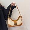 Women's Color Block Chain Underarm Bag - Fashionable Patchwork Shoulder and Crossbody Handbag