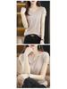 2023 Women's Ice Silk V-neck Summer Top: Short Sleeve T-shirt & Sleeveless Knitted Vest