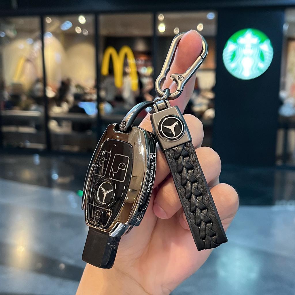 PZQ2 Car Key Bag Case Cover For Mercedes Benz 2023 2024 Glc300L Glc260L C260L C20 C Class Car Key Cover Suede Shell Protector Styling