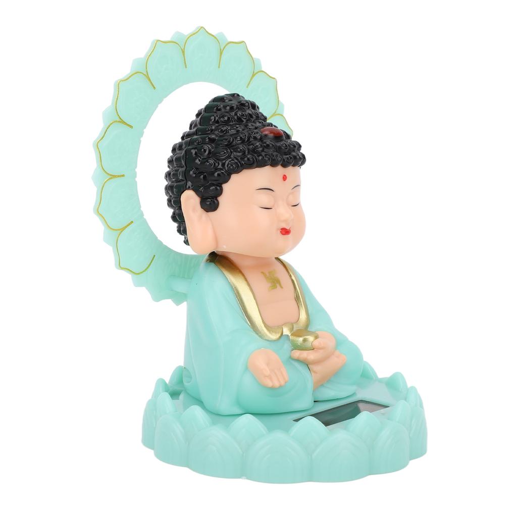 Nodding Buddha Ornament Glow In The Dark Solar Powered Shaking Head Cartoon Maitreya with Circle