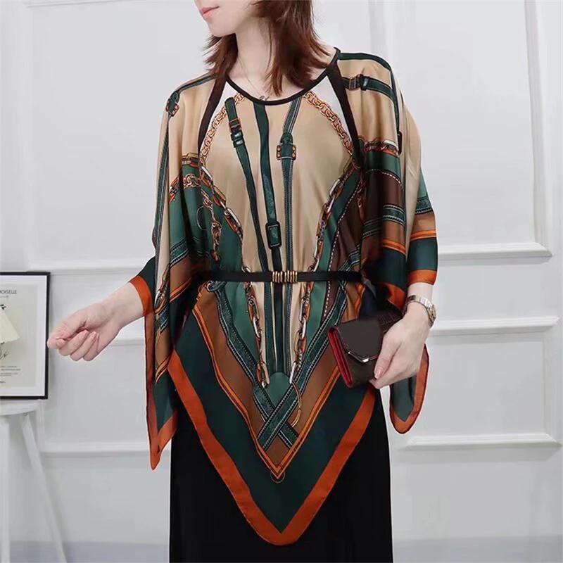 2025 Shawls Summer Beach Sexy Women Fashion Print Chiffon Smock Bikini Cover Up Loose Blouse Sunscreen Comfortable Poncho Hot