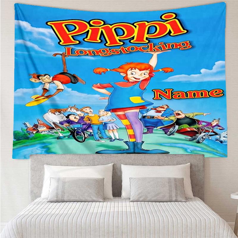 Custom Name Pippi Longstocking Print Tapestry, Backdrop, Easy Setup, Ideal for Bedroom, Office & Living Room, with Aesthetic Wall Hanging Decor.