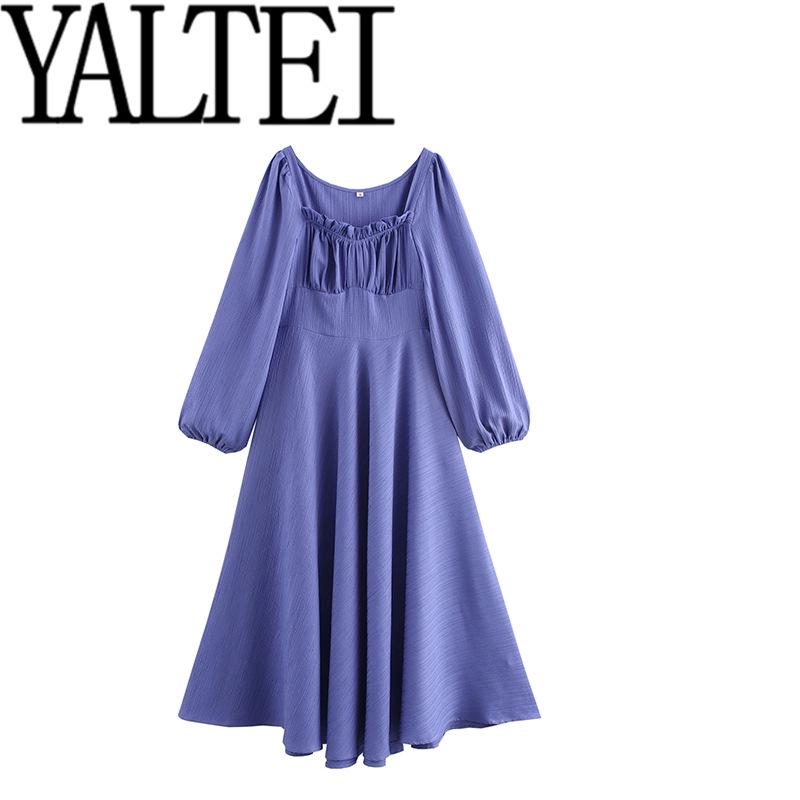 

YALTEI Spring Women s French-Style Textured Dress - European & American Fashion Design L фіолетовий