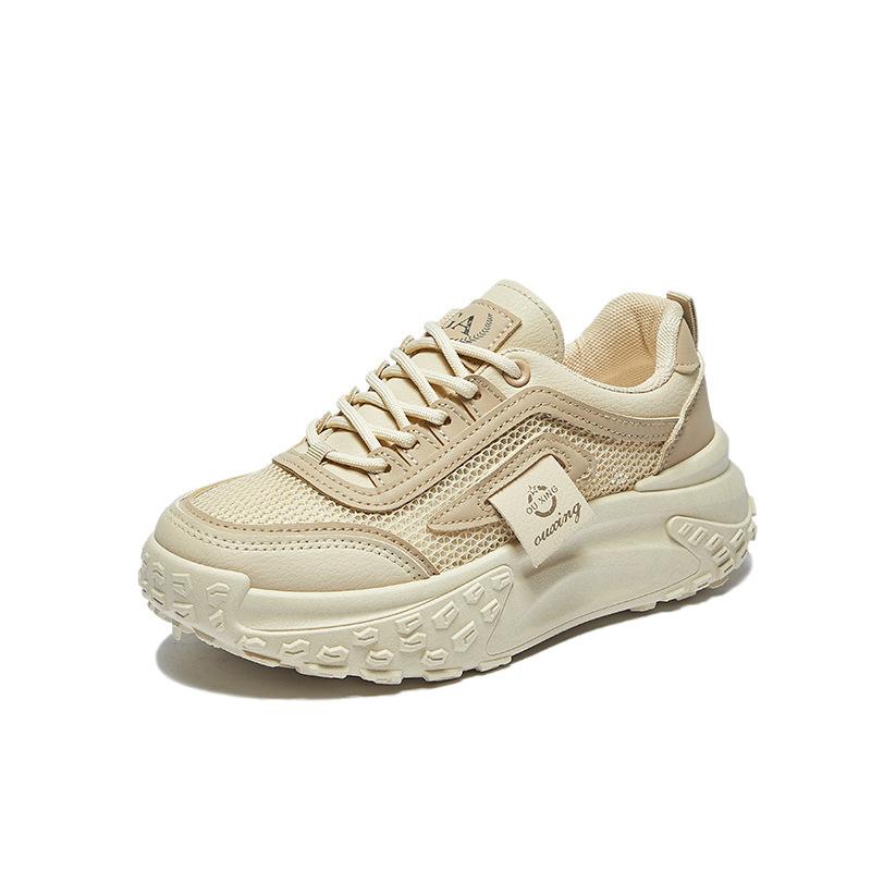 Ins Koreanische Version der neuen Dad Shoes Mädchen 2025 Herbst Studentensport und Freizeit Mesh atmungsaktiv dicke Sohle erhöht einteilig