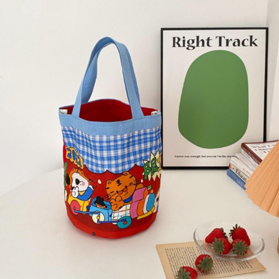 Cute Graffiti Bucket Bag for Women, Ins Style Cartoon Print Round Cylinder Handbag, Korean Fashion Shoulder Tote for Lunch and Daily Use