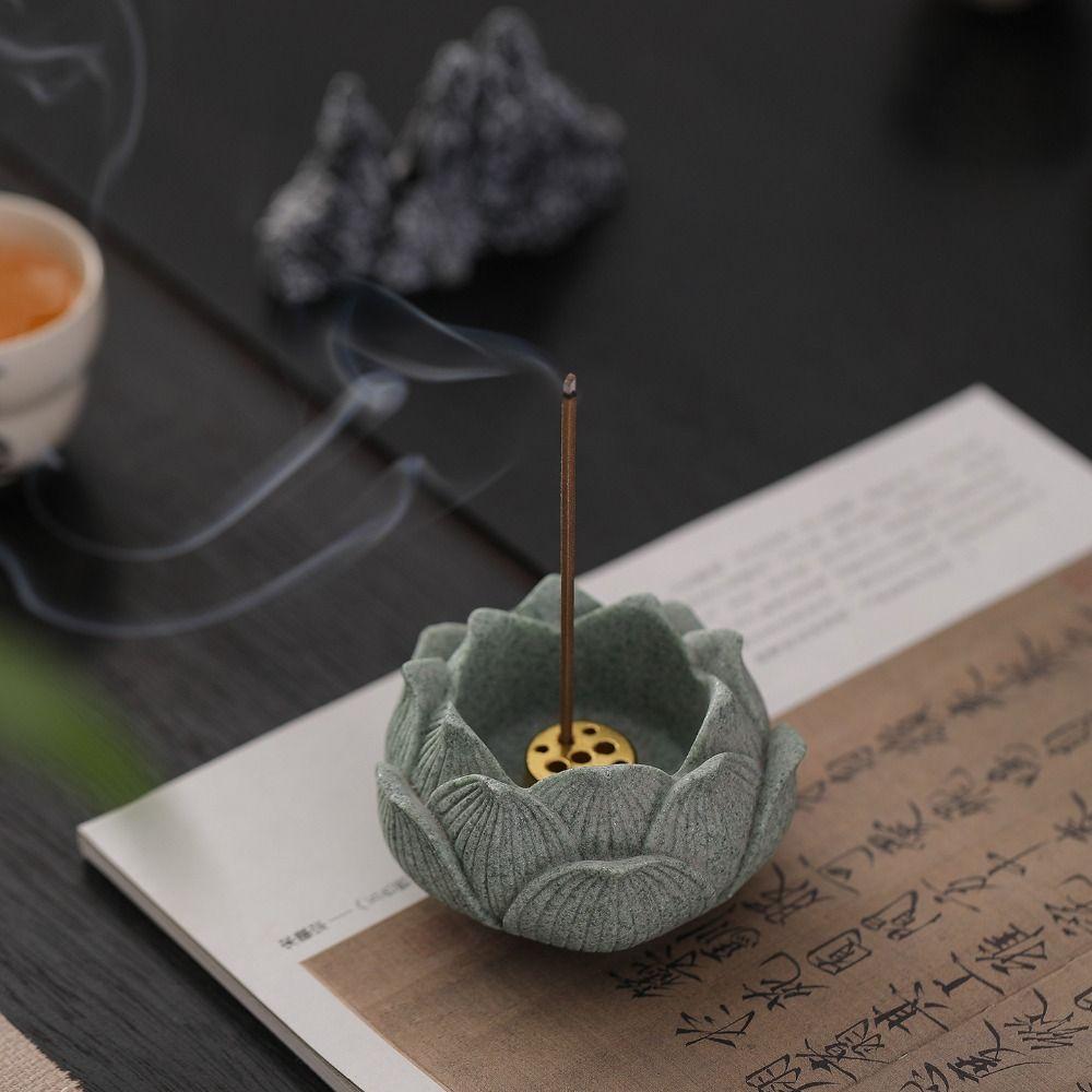 Lotus Shape Lotus Incense Holder Flat Bottom Ash Catcher Incense Burning Tray  Meditation Yoga