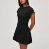 Women's High-waisted Color Short Sleeve Round Neck Pleated Dress