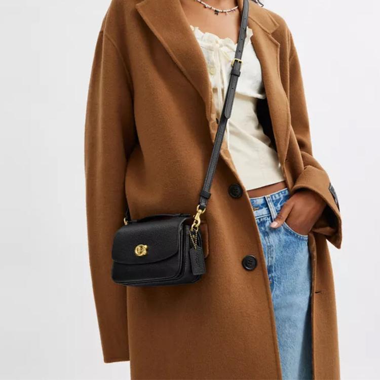 Coach Cassie 17 Brand Logo Detachable Shoulder Strap Refined Pebble Leather Shoulder Crossbody Tote Bag Small Women Handbags Black CW565-B4BK