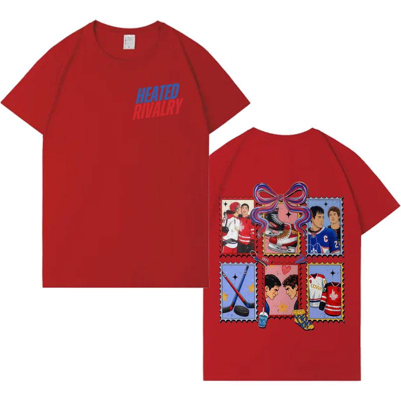 Streetwear Ognisty Rywalizacja Shane Hollander Ilya Rozanov Modny T-shirt z Okrągłym Dekoltem Męski Damski Krótki Rękaw Pop Oversize Codzienne Top