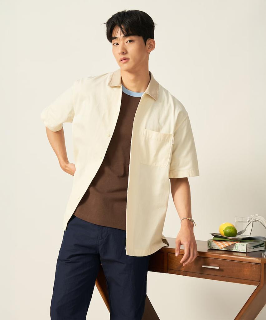 Binpolmen Outerwear-Style Denim Shirt Ivory