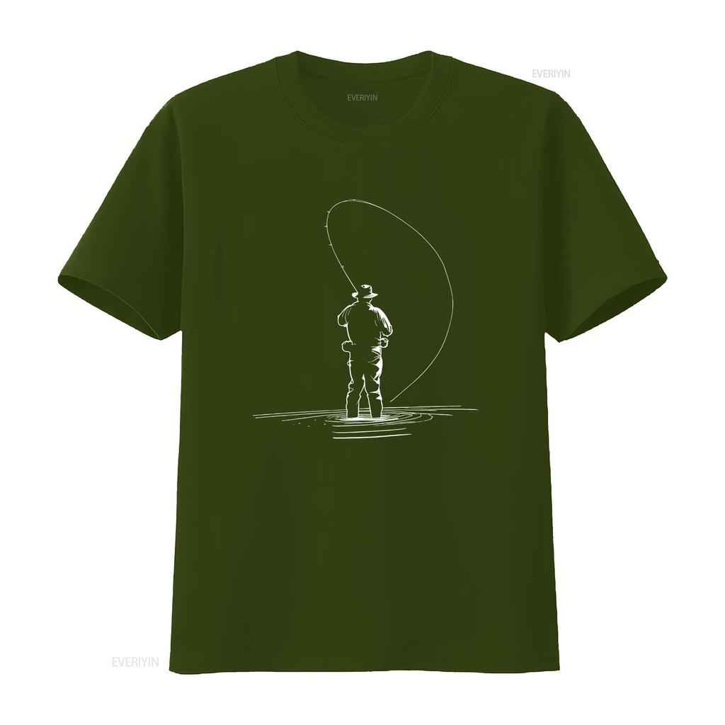 Fly Fishing T Shirt for Fisherman Outdoorsman Outdoors Hunting Sportsman Vintage Washed Unisex Fashion Designer Clothes