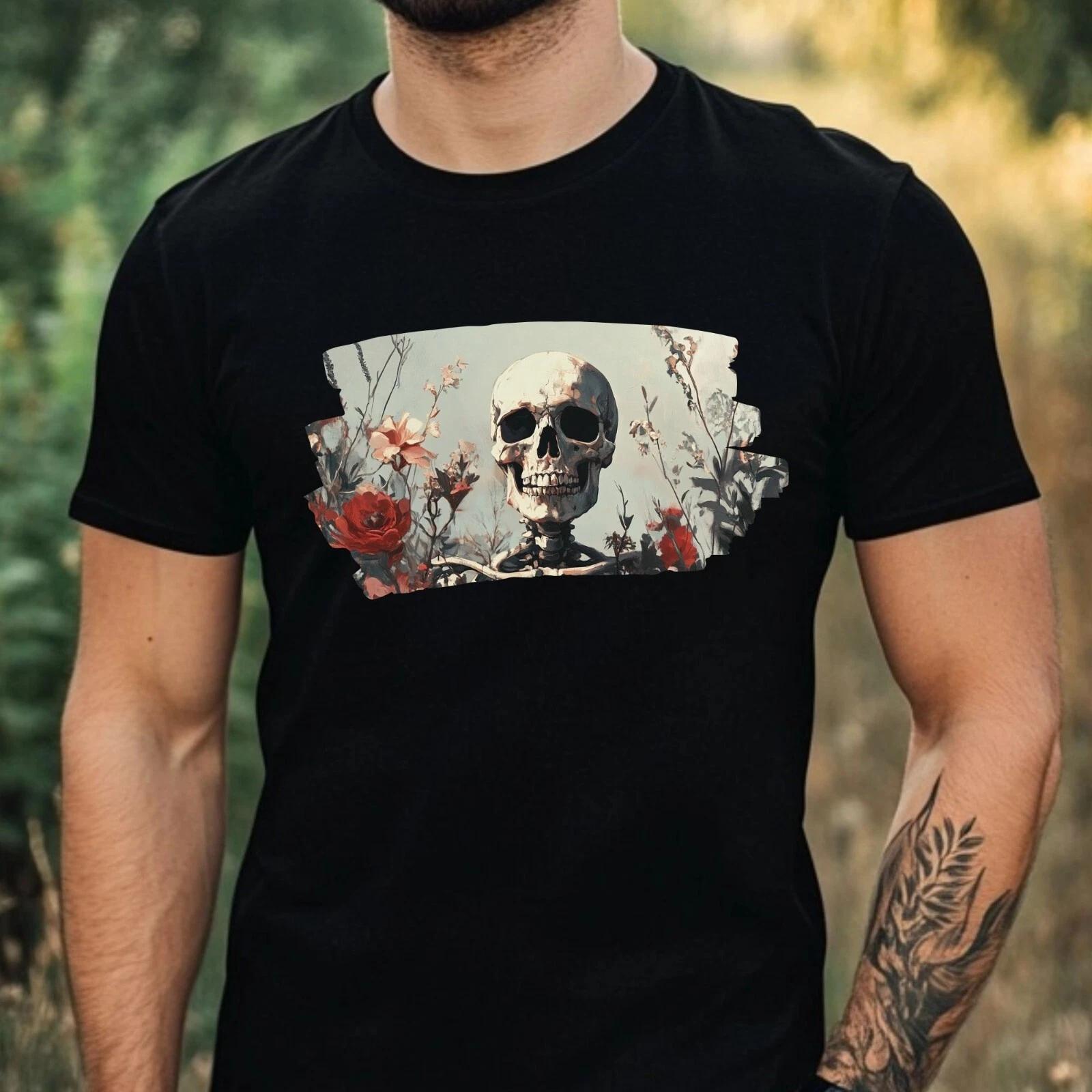 T-Shirt Herren Skelett Portrait Motiv Baumwolle Größe XS bis 5XL M